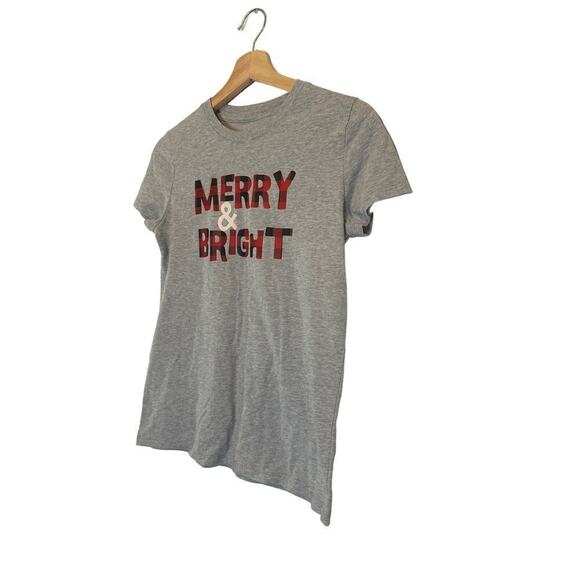 Wondershop Christmas Shirt Gray Merry and Bright Buffalo Plaid Women's Size XS - Picture 2 of 7